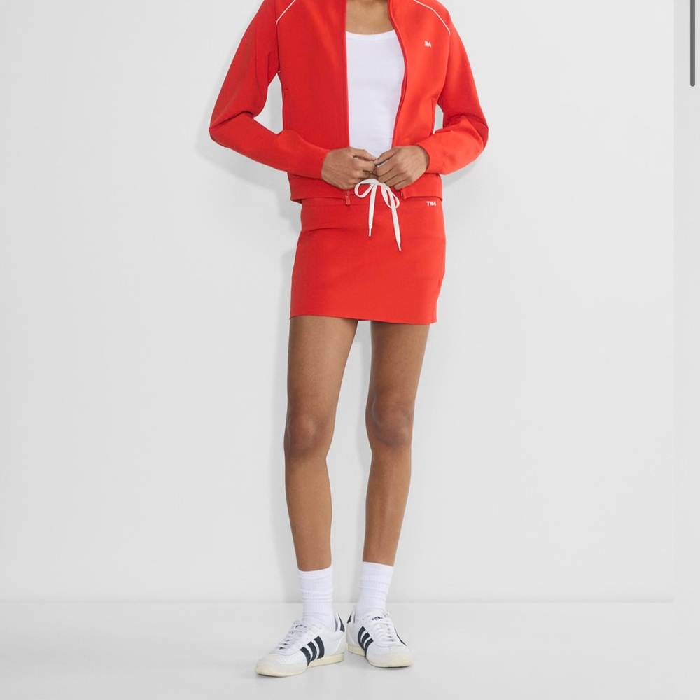 Aritzia Red Sweatshirt & Skirt Set